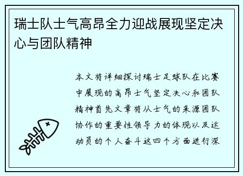 瑞士队士气高昂全力迎战展现坚定决心与团队精神